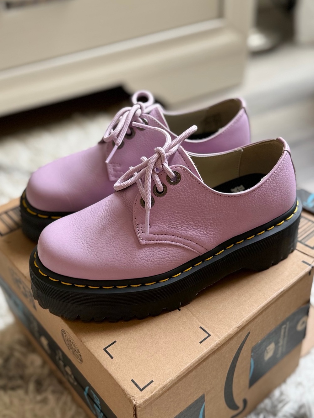 Dr. Martens Women's Pink Lace-Up Platform 3-Eye Shoes